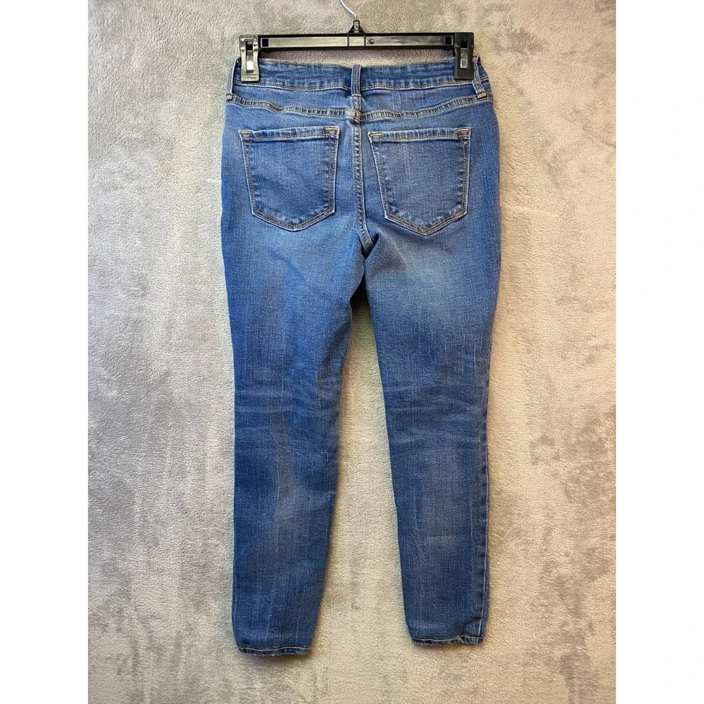 Old Navy Rockstar Mid Rise Distressed Skinny Jeans Blue Size 2 Petite Distressed